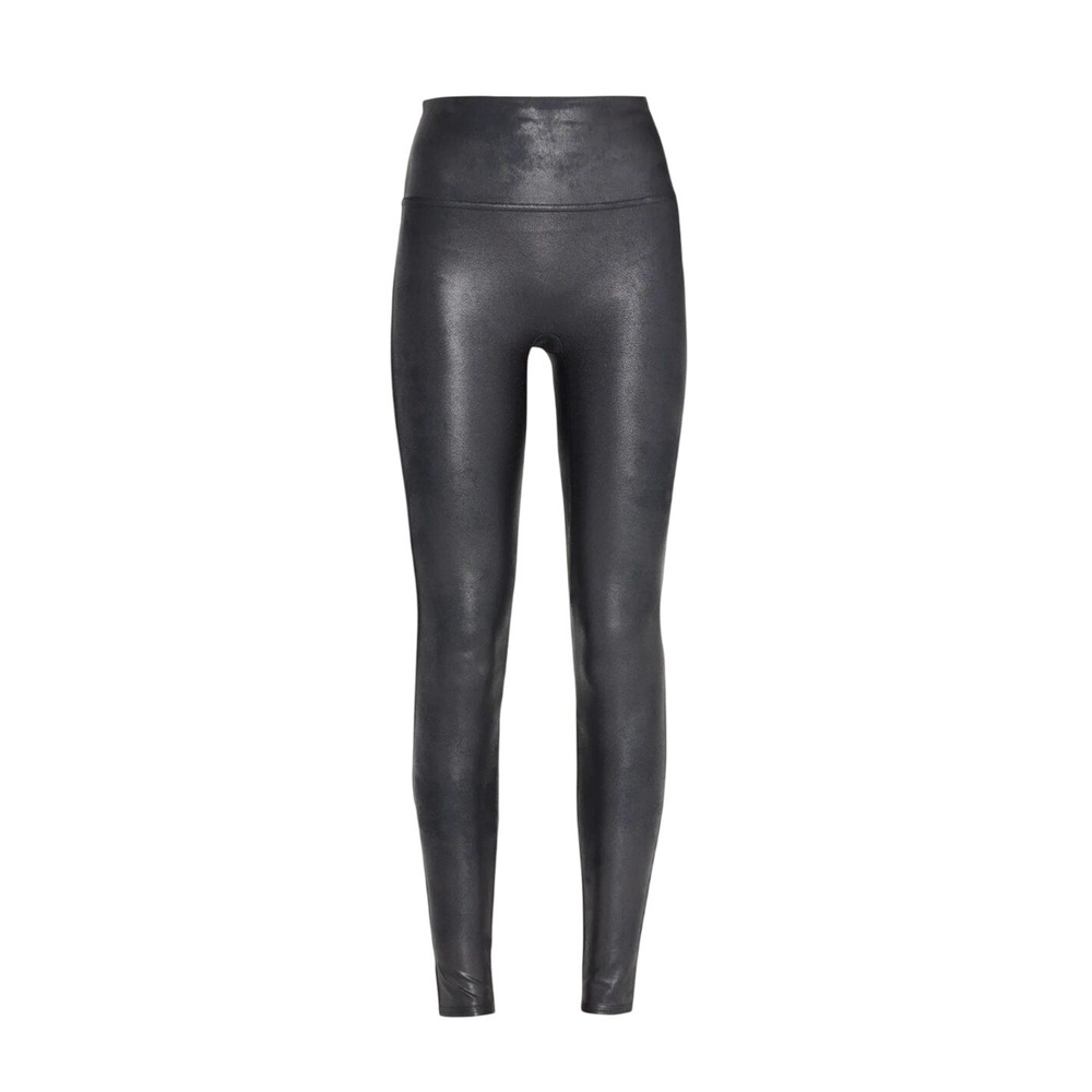 Spanx Faux Leather Leggings Black High Waisted Petite 2X Wet Look Slimming Edgy